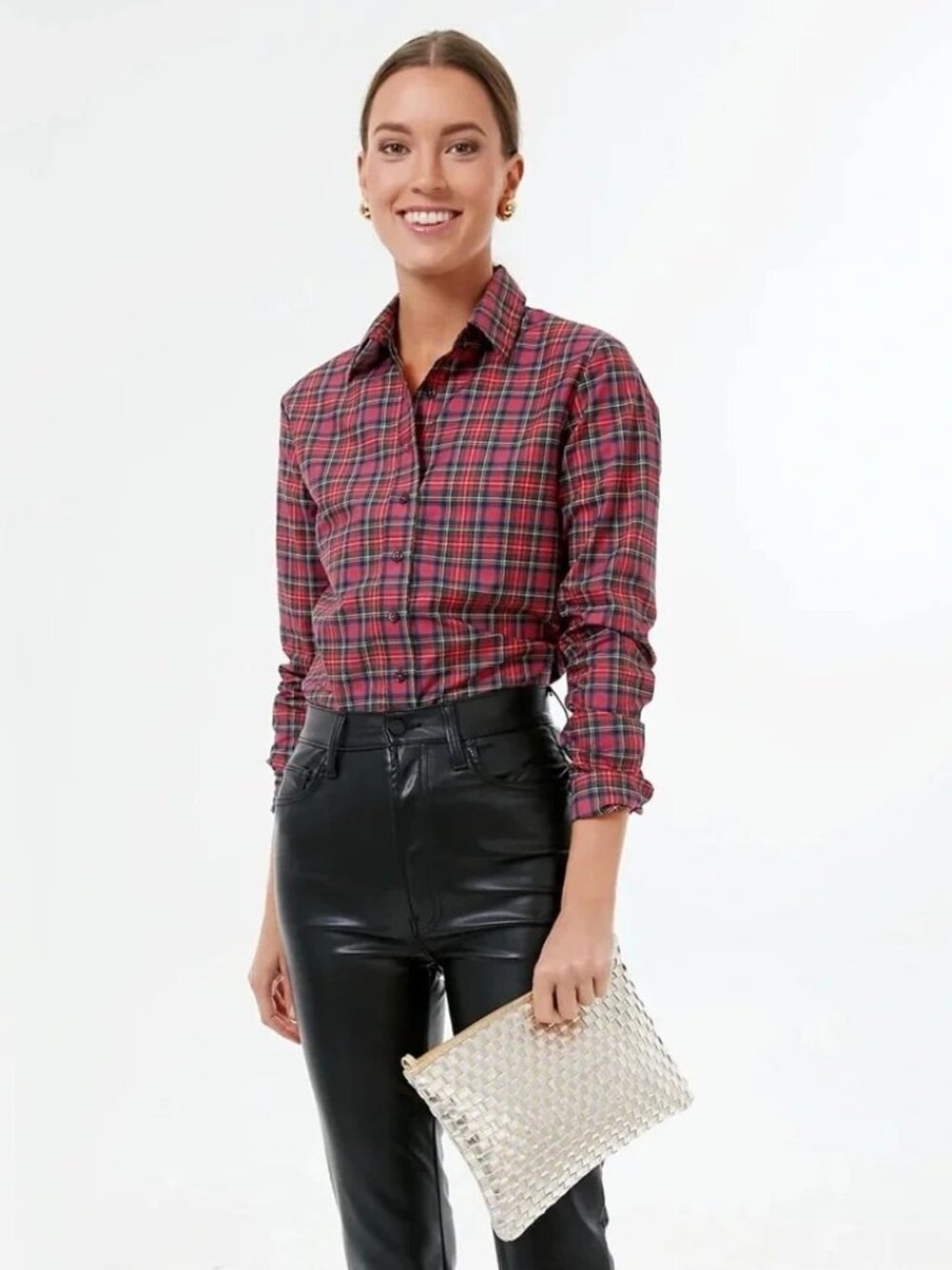 Tuckernuck The Shirt by Rochelle Behrens Icon in Classic Red Plaid Small New Wo
